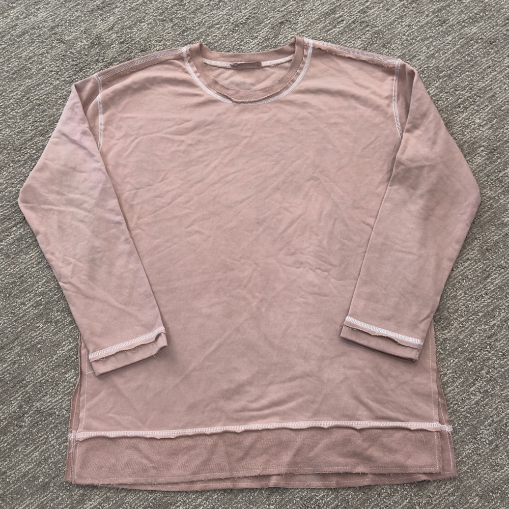 Lavender J Style T13010 Blouse Women’s Size M/L Pink Mauve Long Sleeve Textured